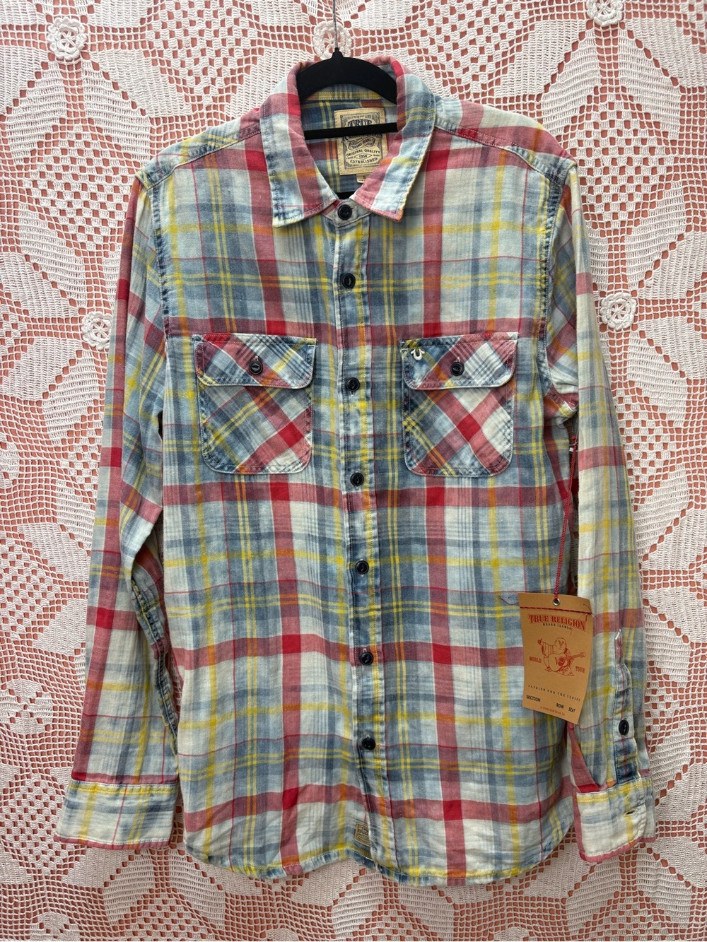 NWT True Religion 100% Cotton Plaid Shirt